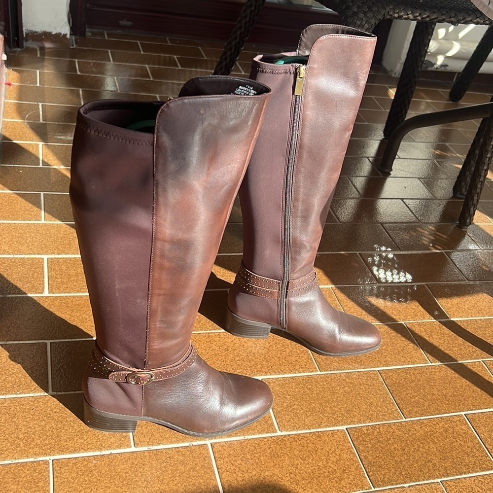 Bandolino Brown leather riding tall boots women size 7.5 - Picture 17 of 17